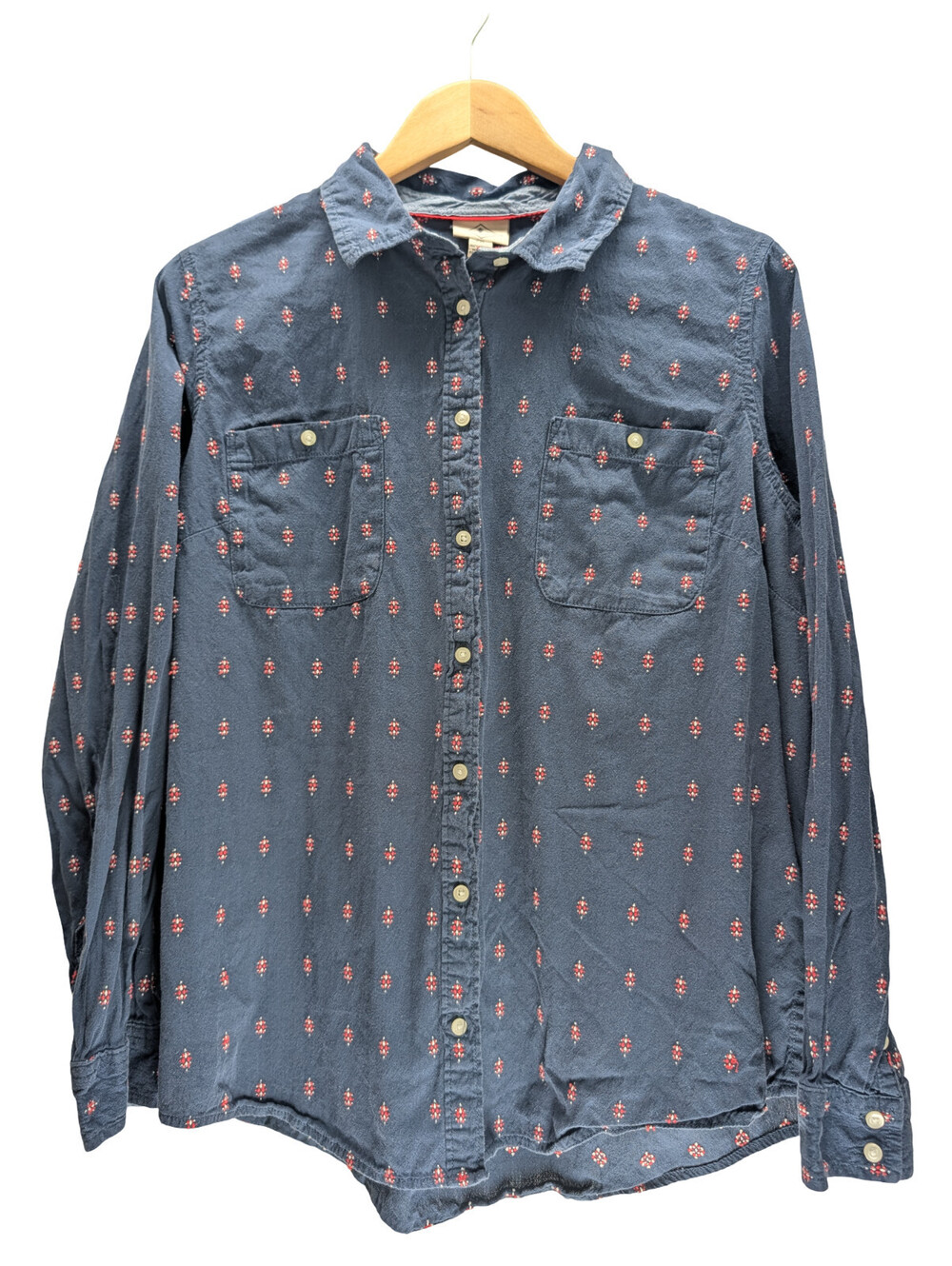 St. John’s Bay Button Up Shirt 100% Cotton Floral Print Blue